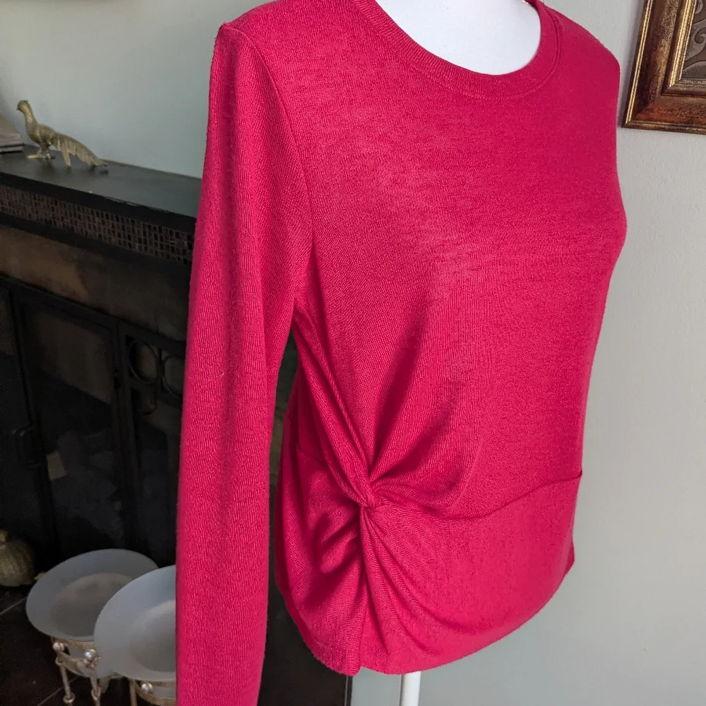 NEW Sanctuary Women's Medium Knotted Side Thin Knit Top Sweater Pink - Picture 3 of 9